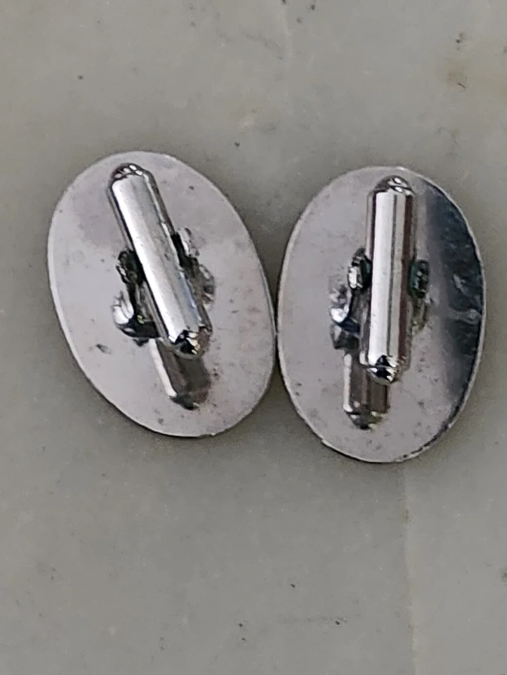 Vtg P.R.K Sterling Silver Classic Oval Etched Design Cufflinks and Tie Tack Set